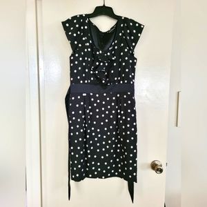 Express Black & White Polka Dot Midi Dress - Size 6